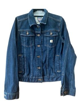 Carhartt Heritage Girls L 12/14 Oversized Denim Trucker Jacket Dark Wash